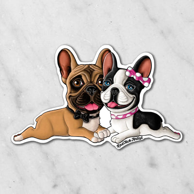 Magnet of a French Bulldog couple on a marble background