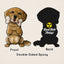 Front and back view of the Golden Retriever acrylic keychain with epoxy coating, featuring a golden retriever holding an “I ❤️ U” bone on the front and the Rad Tech Artist logo on the back.