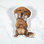 Magnet of a Golden Retriever holding a bone with 'I love you' on a white marble background