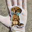 Glitter Golden Retriever sticker – cute vinyl dog decal with sparkling “I ♥ U” bone, perfect for laptops, water bottles, and journals.
