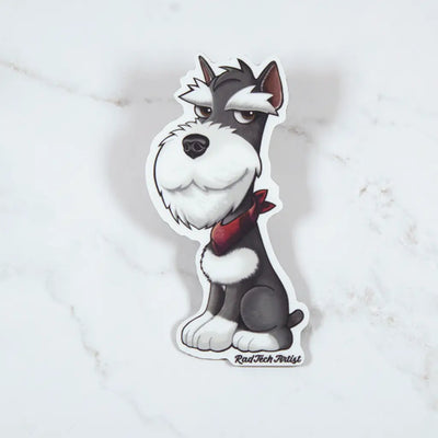 Salt and Pepper Miniature Schnauzer magnet with a red bandana on a white background
