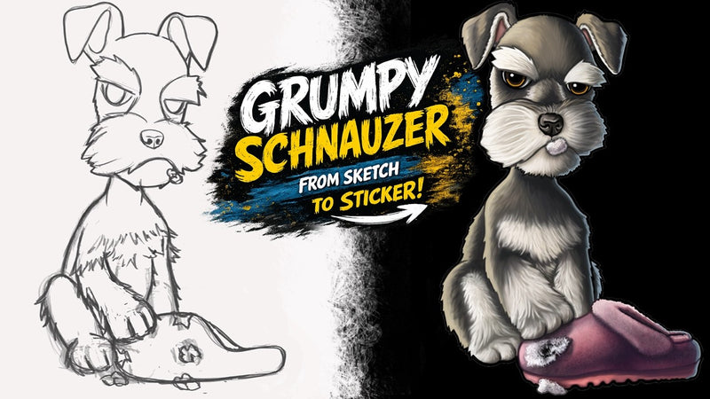Grumpy Schnauzer — From Sketch to Sticker
