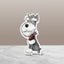 Thumbnail image of a salt and pepper Miniature Schnauzer sticker with a sly smile  and a red bandana, displayed against a neutral background.